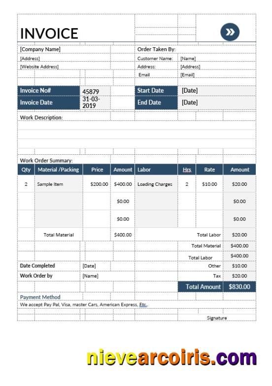 Moving Company Invoice